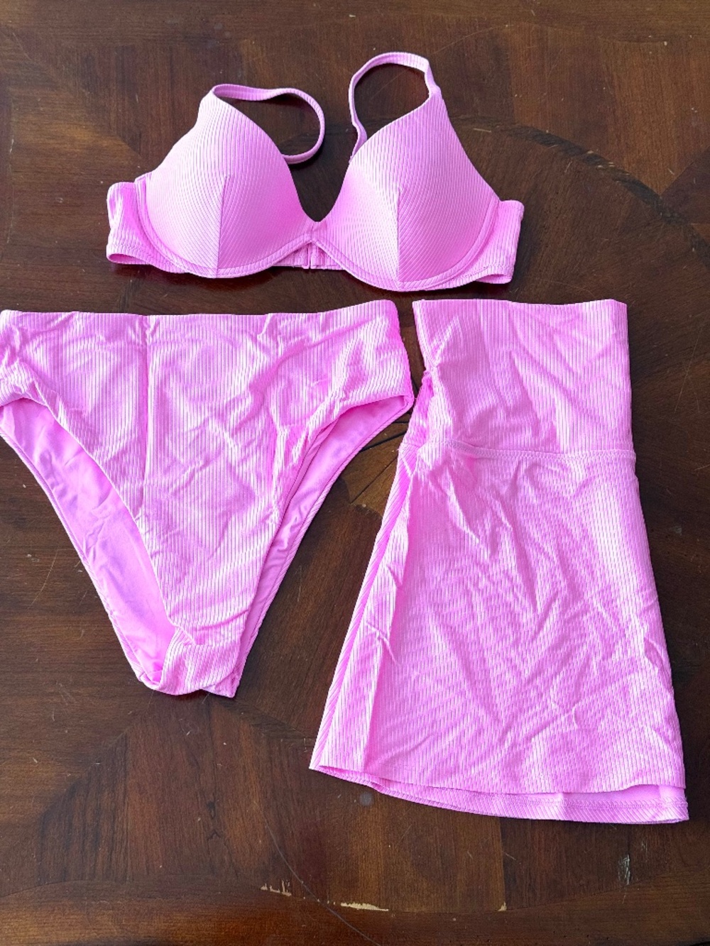 NWOT PINK Victoria's Secret Pink Bikini Set with Coverup Skirt, L